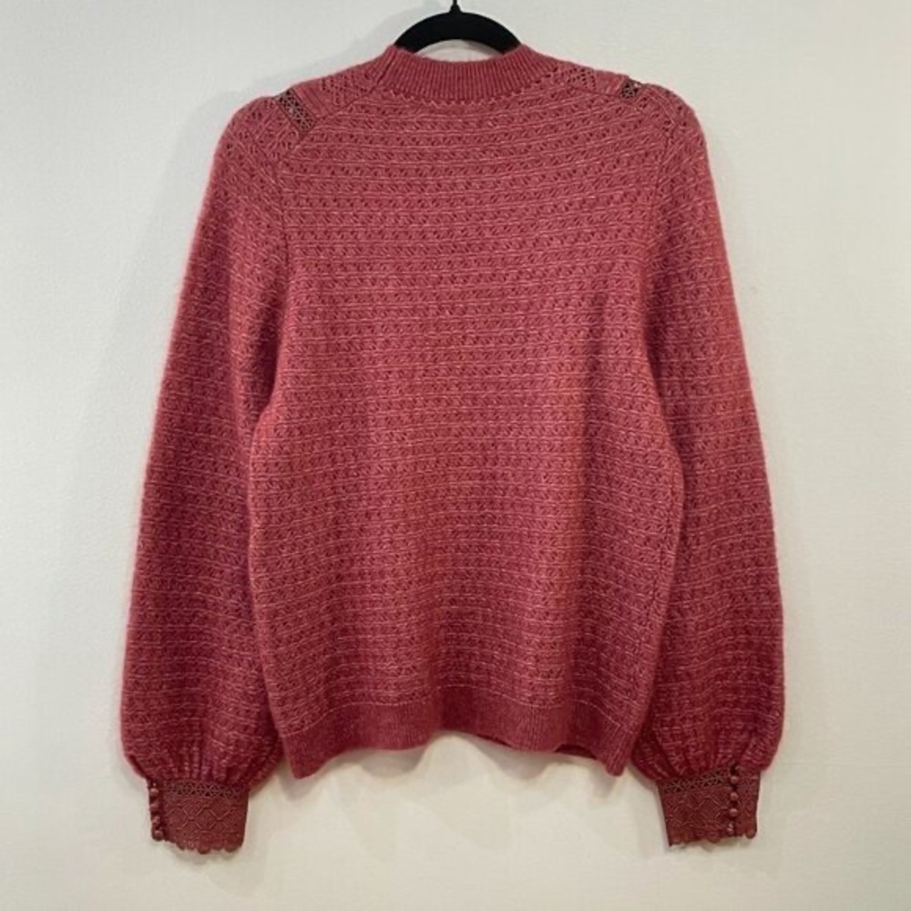 EUC Sézane Cheryl Mohair Wool Lace Trim Sweater Rosewood Large - Picture 3 of 6